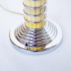 Pair of Art Deco Style Dome Lamps with Yellow Bakelite Stem and Chrome Shade