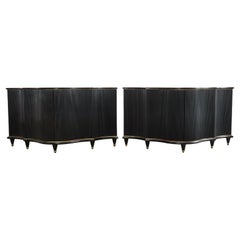 Pair of Art Deco Style Ebonized Sideboard Cabinets 