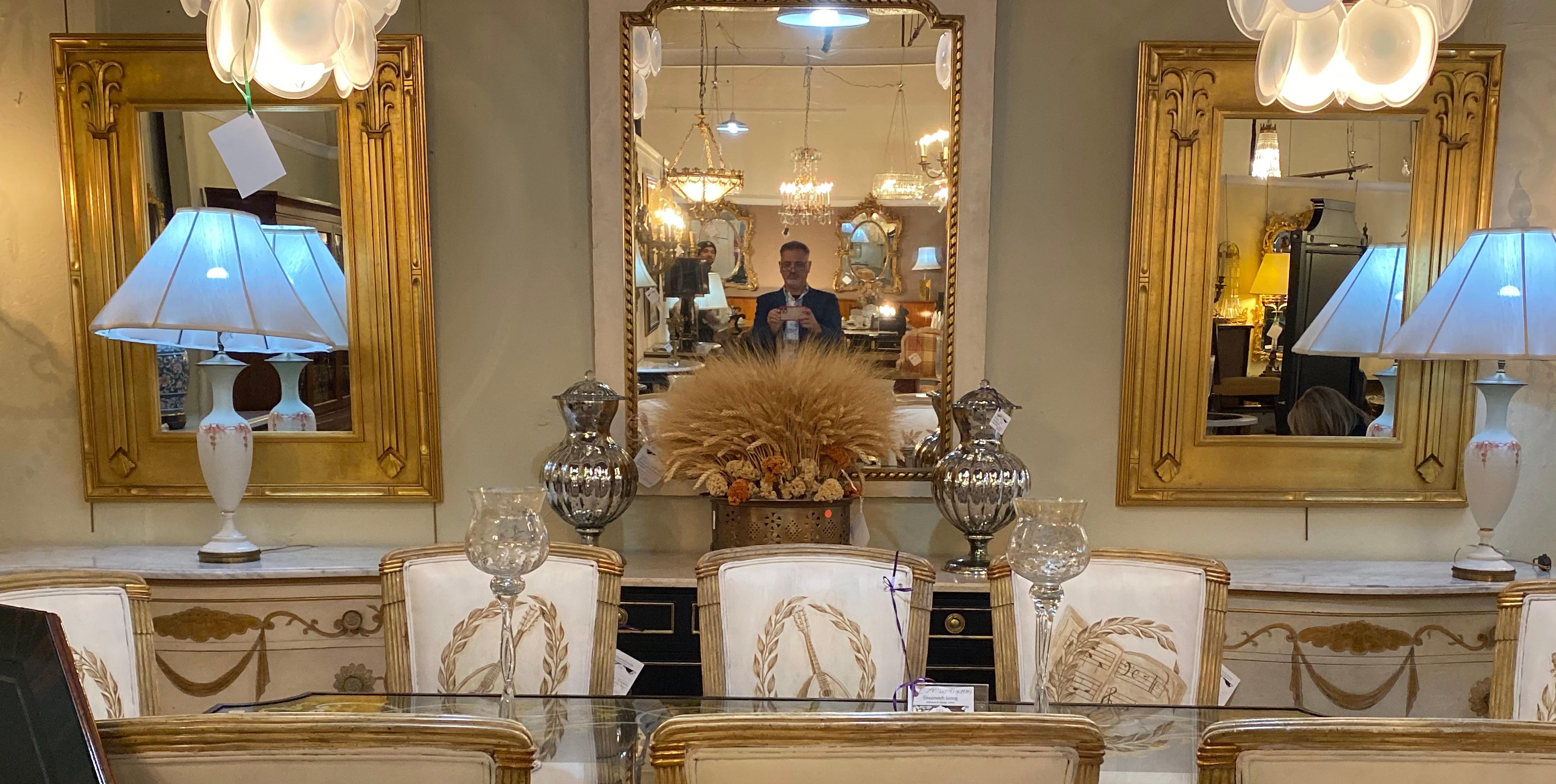 Pair of Art Deco Style Gilt Gold Architecturally Carved Wall or Console Mirrors 9