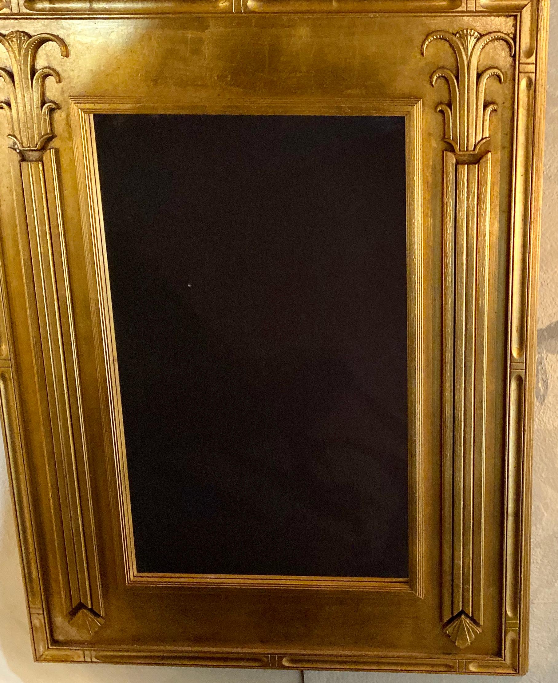 20th Century Pair of Art Deco Style Gilt Gold Architecturally Carved Wall or Console Mirrors