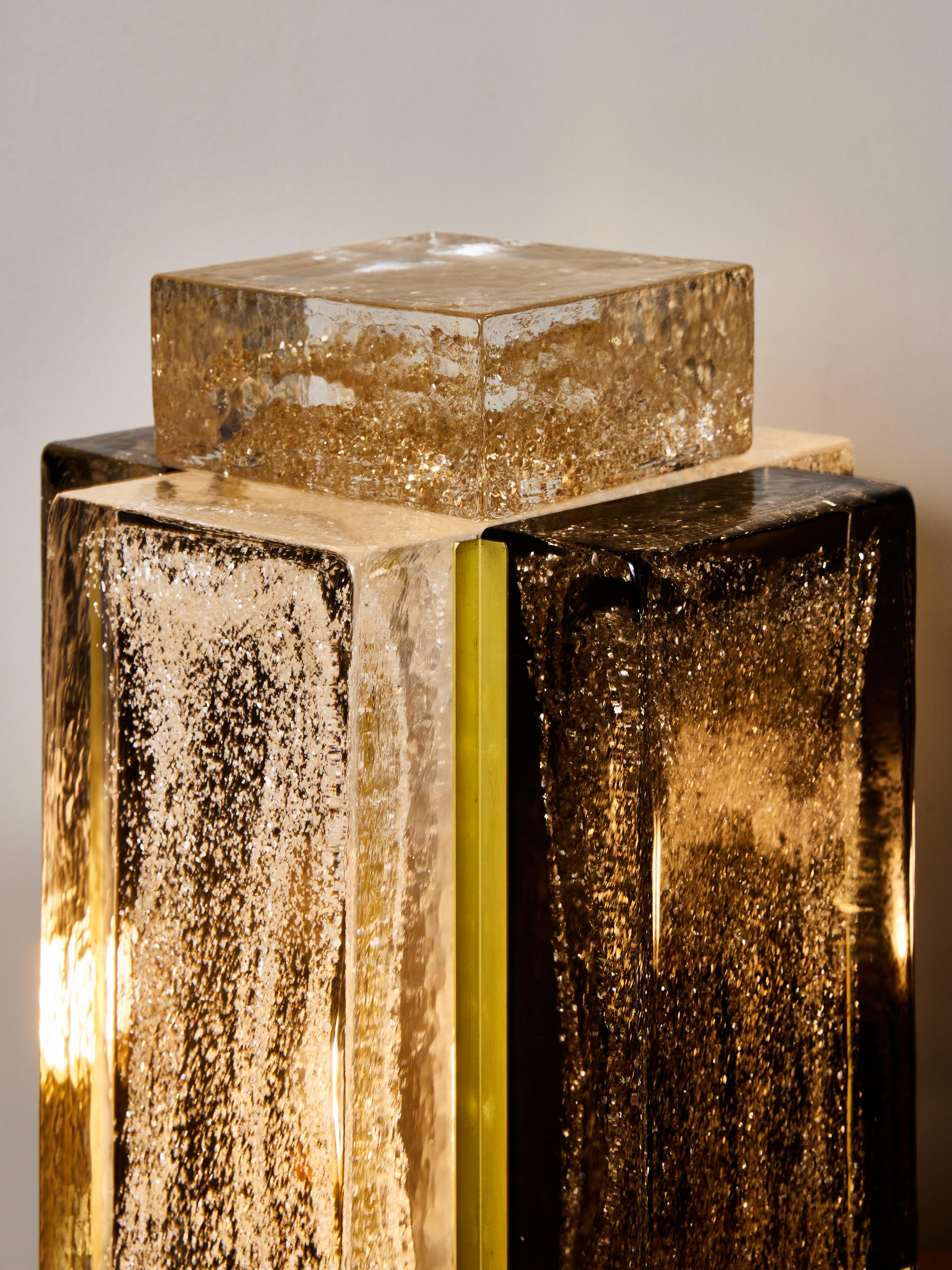 Pareja de Lámparas de Mesa de Vidrio y Latón de Estilo Art Decó en Nuevo estado para la venta en Saint-Ouen, IDF