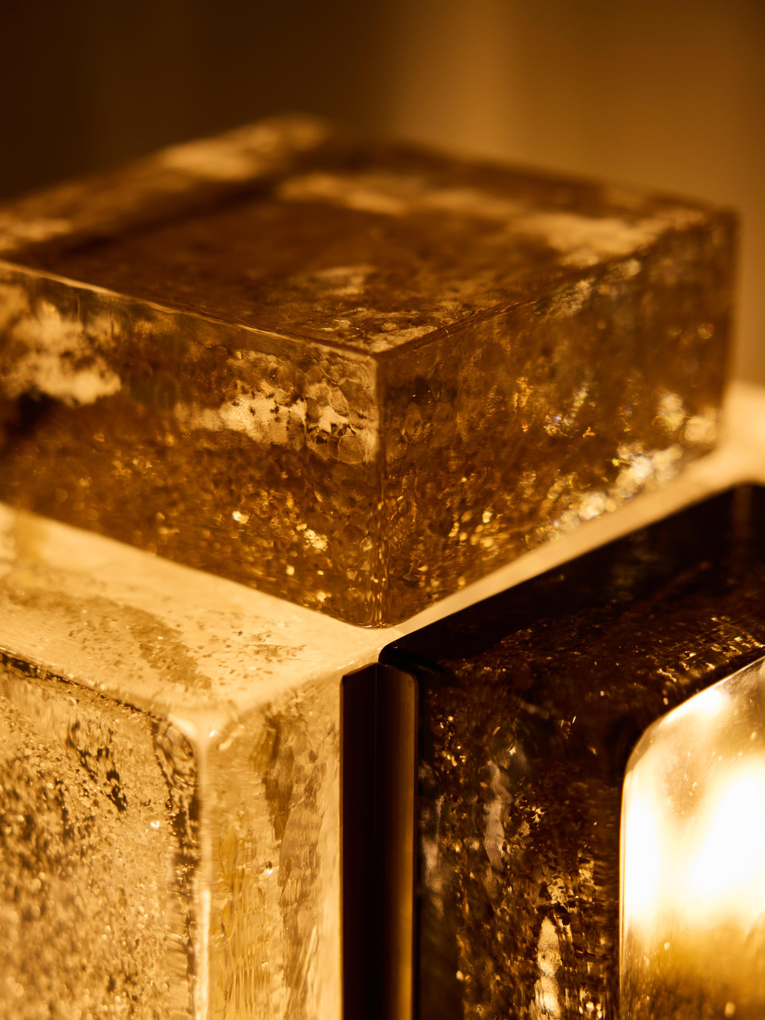 Pareja de Lámparas de Mesa de Vidrio y Latón de Estilo Art Decó en venta 2