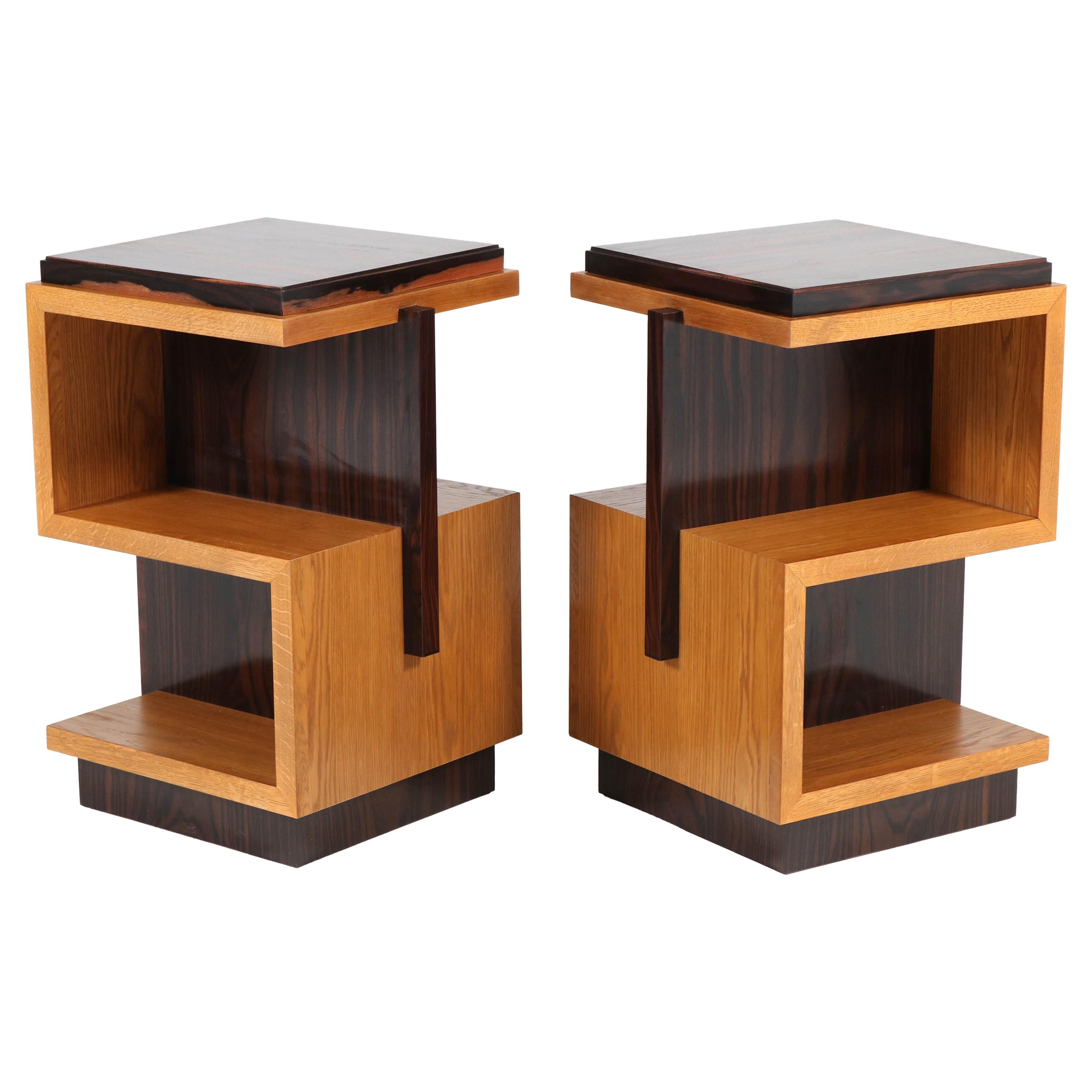 Pair of Art Deco Style Haagse School Style Side Tables, 2020