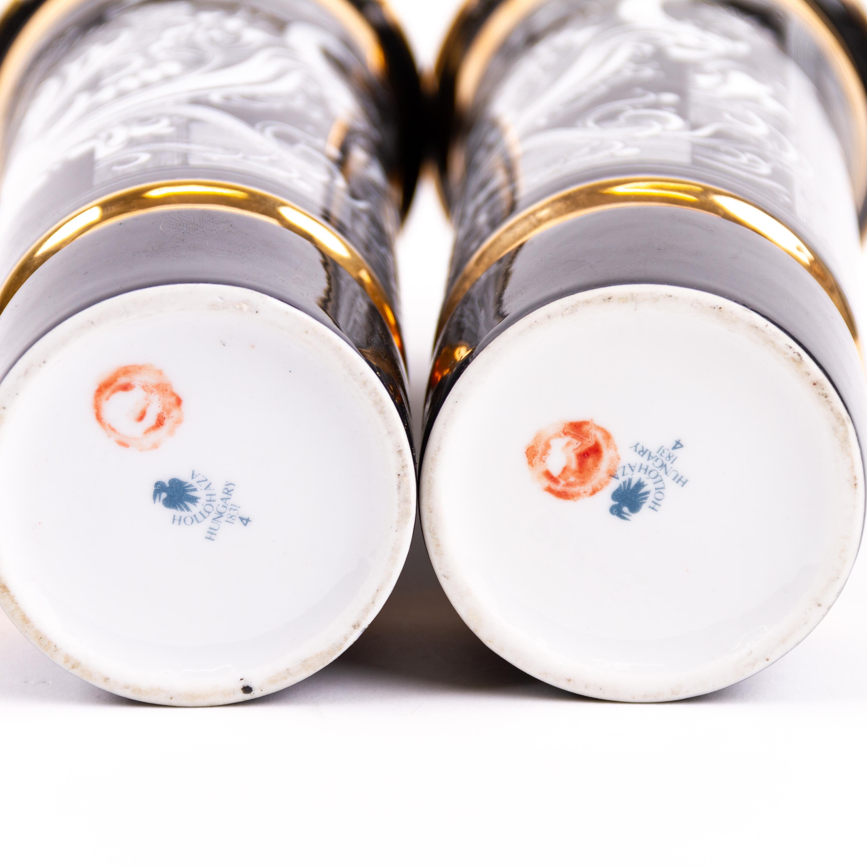Pair of Art Deco Style Hungarian 24KT Gold Porcelain Vases by Jurcsák László 2