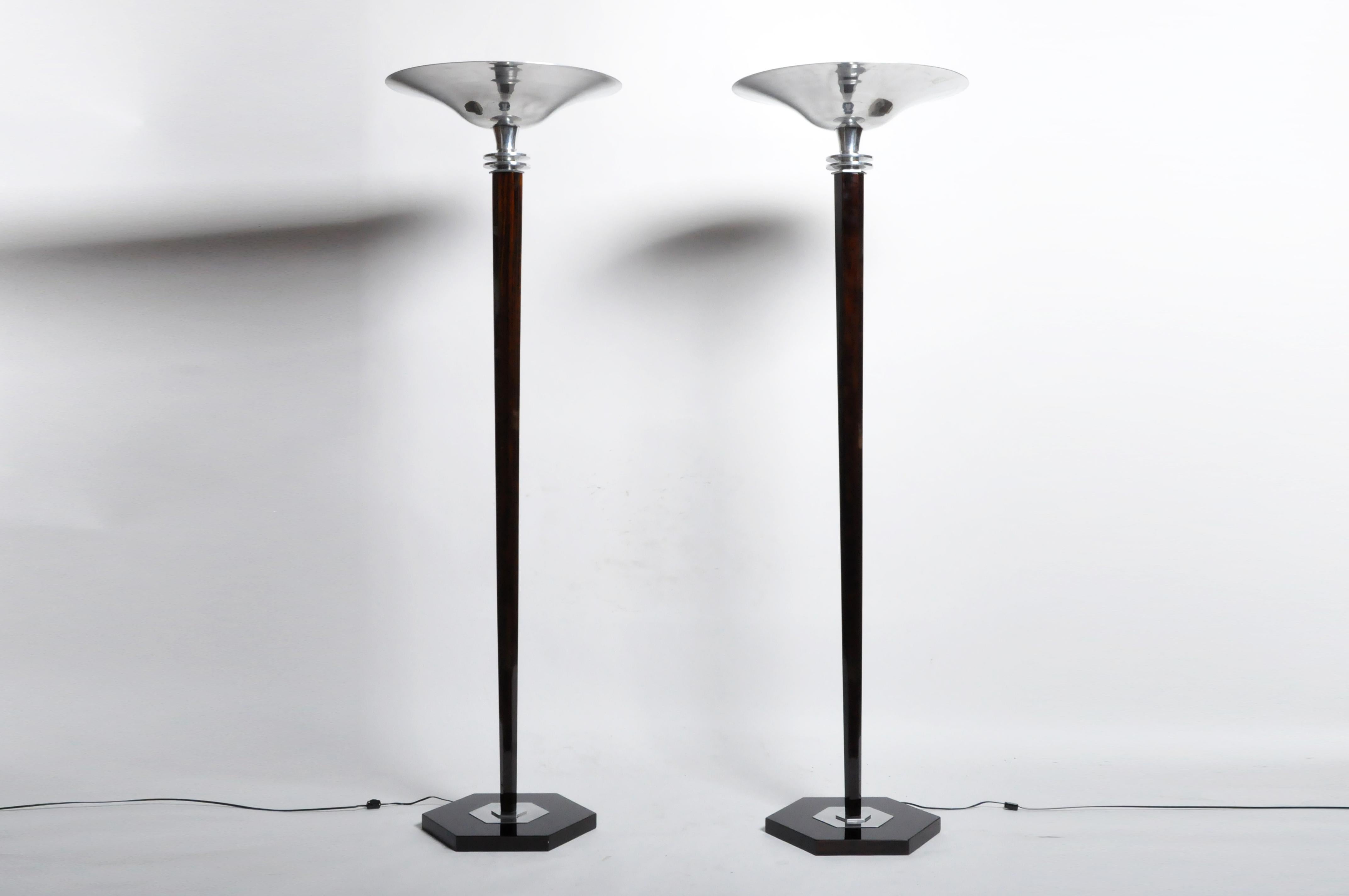 Veneer Pair of Art Deco Style Hungarian Floor Lamps