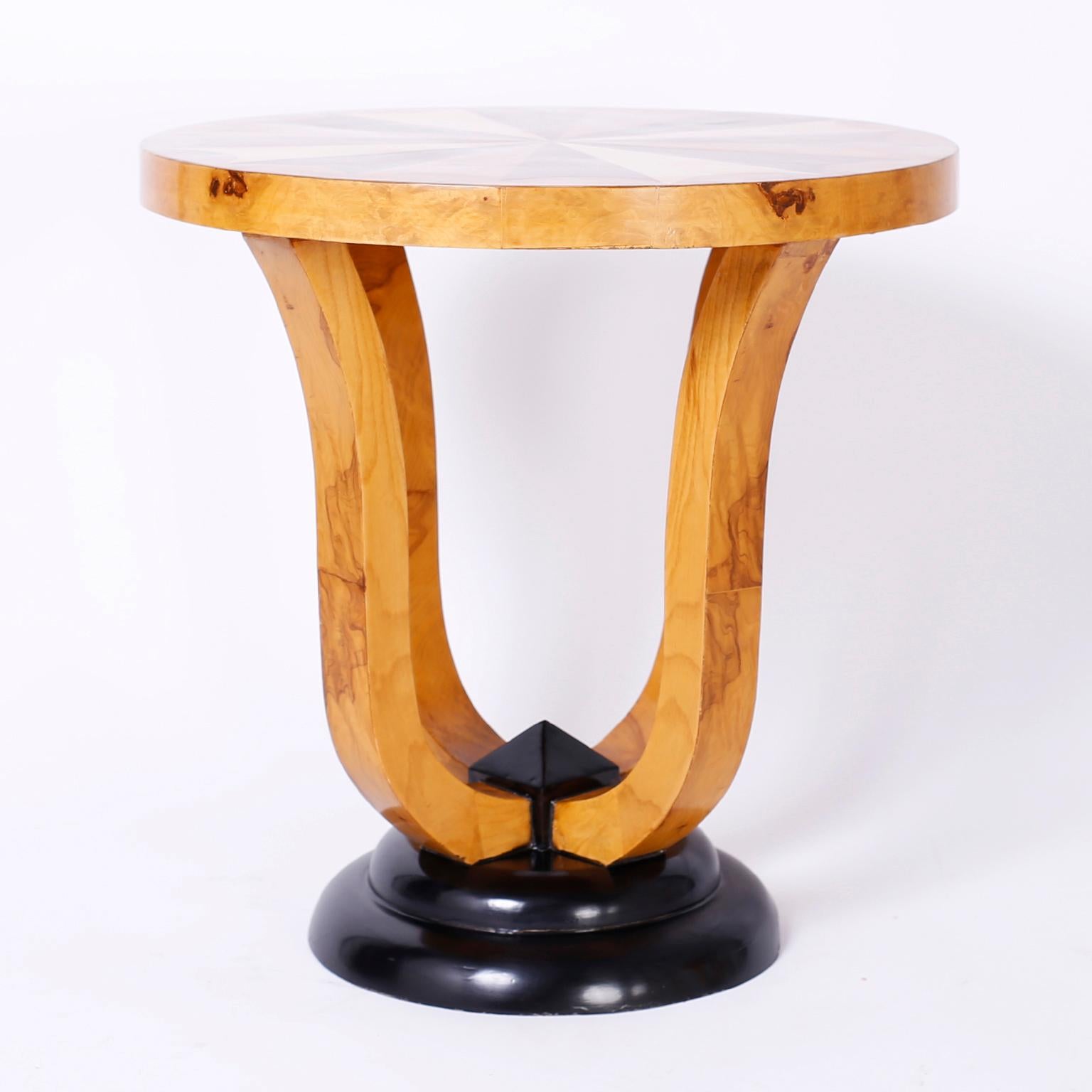 American Pair of Art Deco Style Inlaid Stands or End Tables