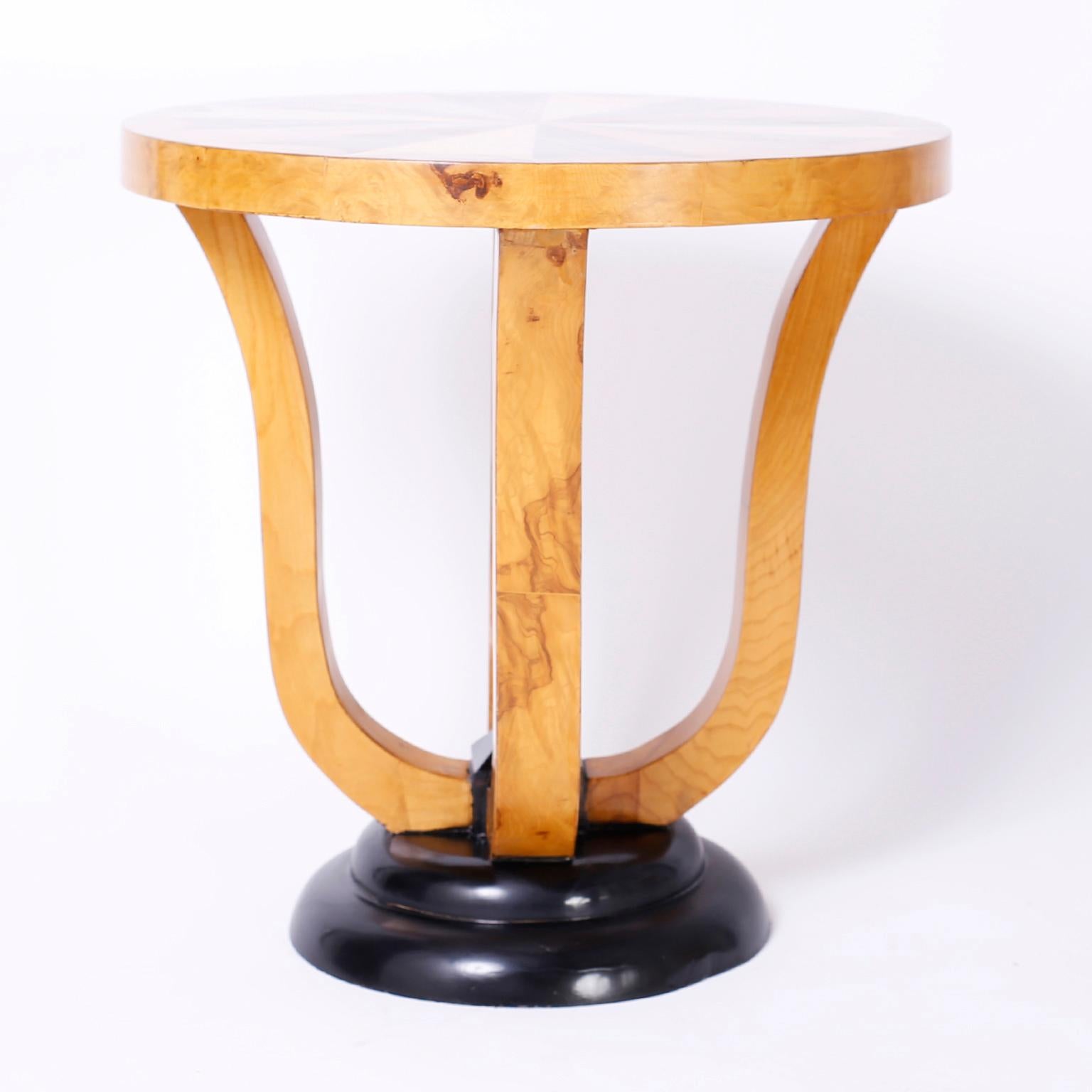 Pair of Art Deco Style Inlaid Stands or End Tables In Good Condition In Palm Beach, FL