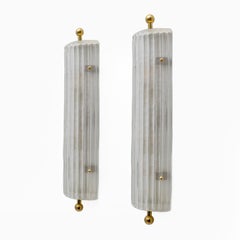 Pair of Art Dèco Style Italian Murano Glass and Brass Sconces