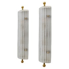 Pair of Art Dèco Style Italian Murano Glass and Brass Sconces