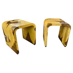Pair of Art Deco Style Italian Parchment Side Tables