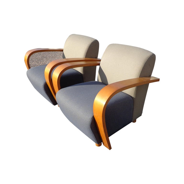 Mid-Century Modern Pair of Art Deco Style Jack Cartwright Lounge Chairs For Sale