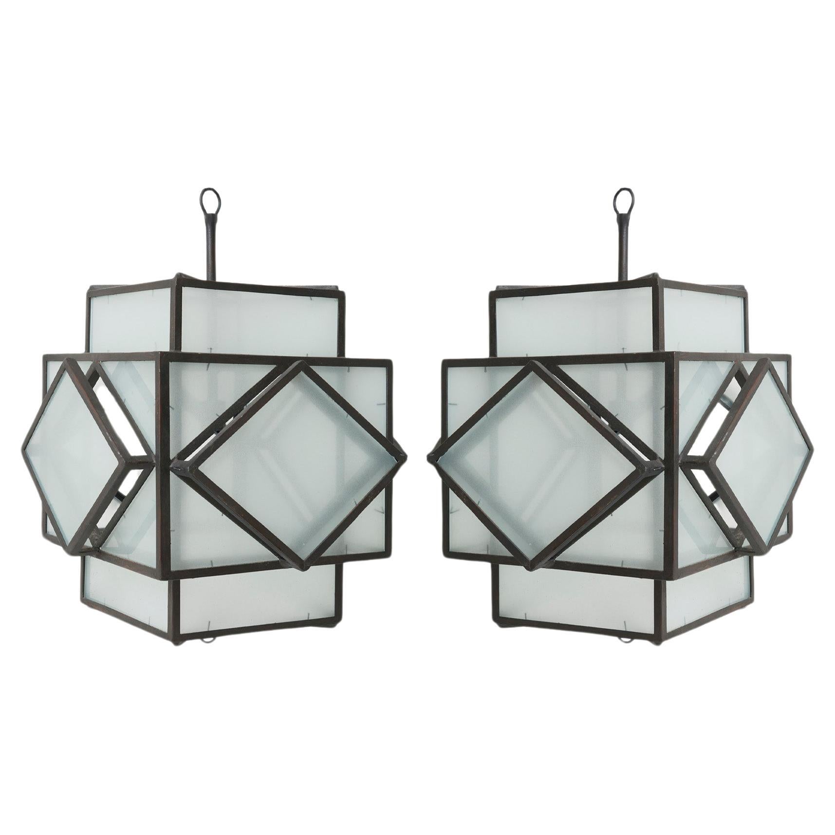 Pair of Art Deco Style Lanterns For Sale