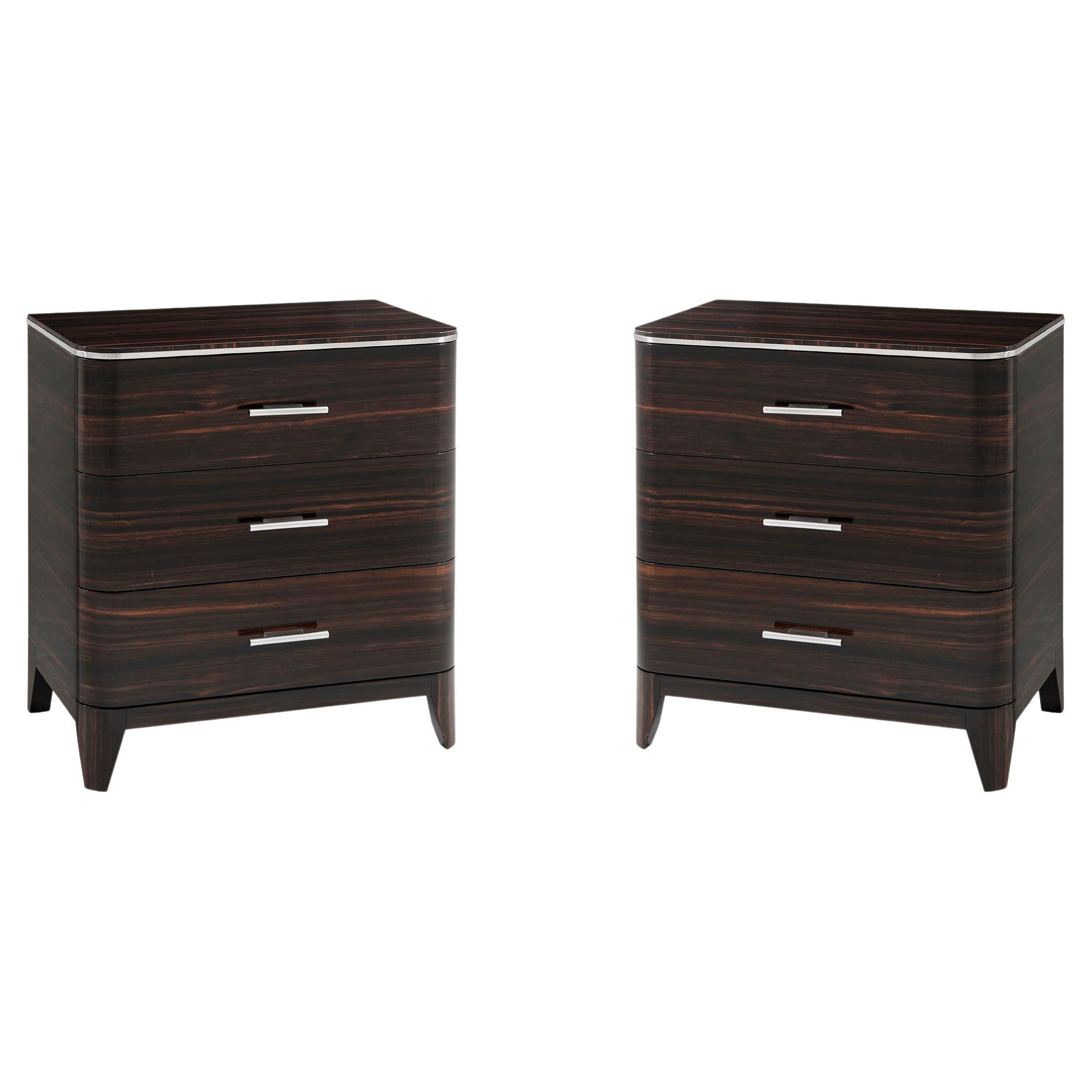 Pair of Art Deco Style Large Nightstands