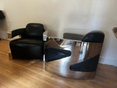 Pair of Art Deco Style Leather and Chrome/Aviator Lounge Chairs