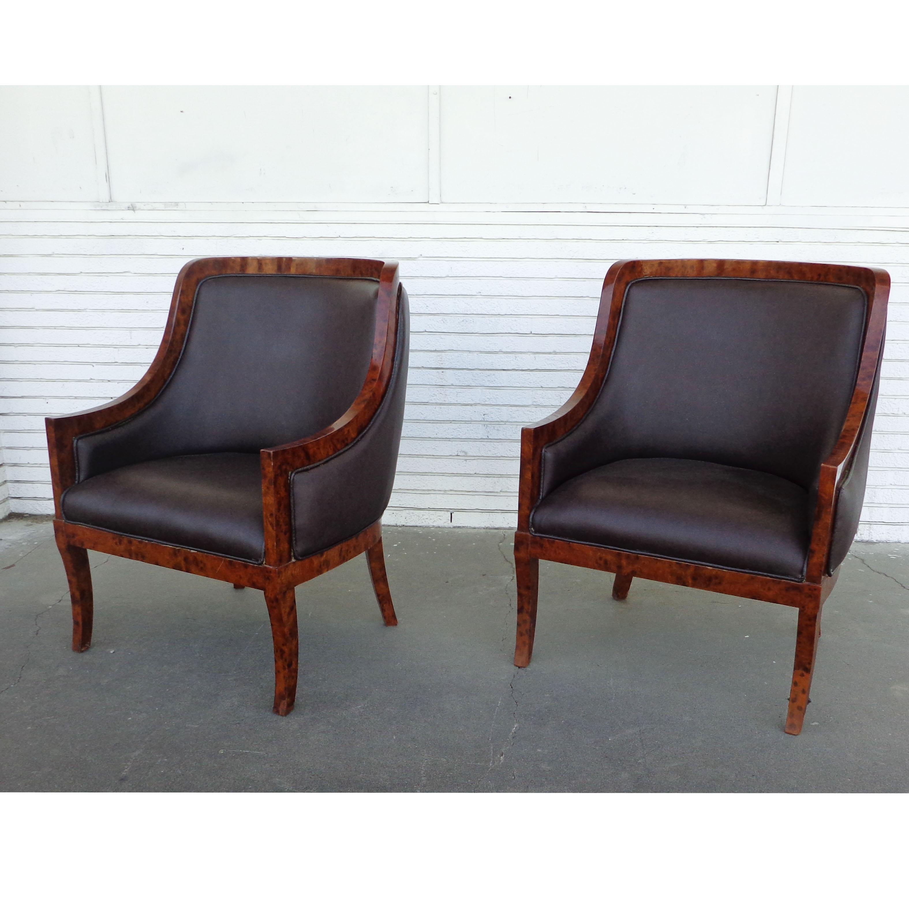 Unknown Pair of Art Deco Style Lounge Chairs For Sale