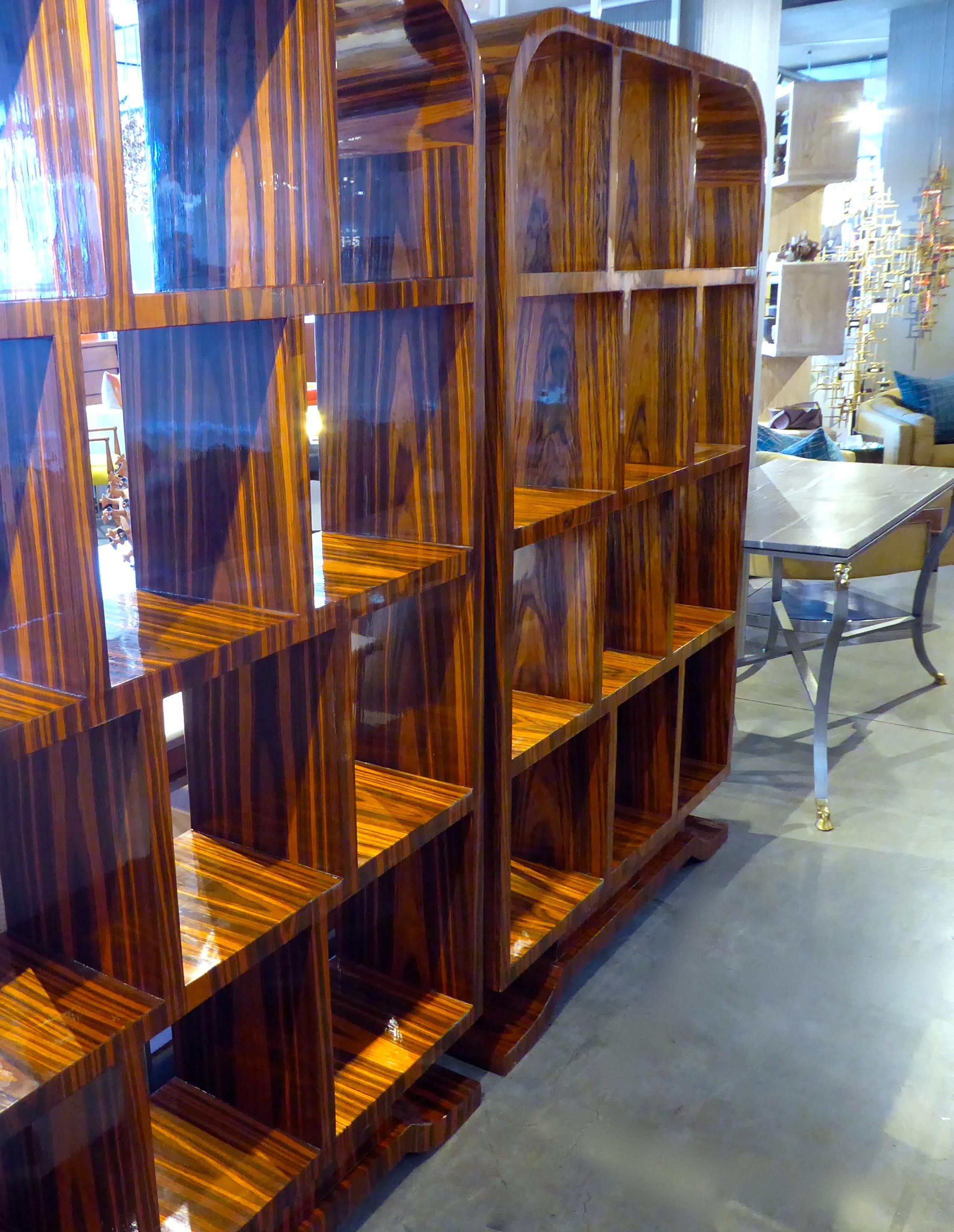 Pair of Art Deco Style Macassar Ebony Book Shelves 8