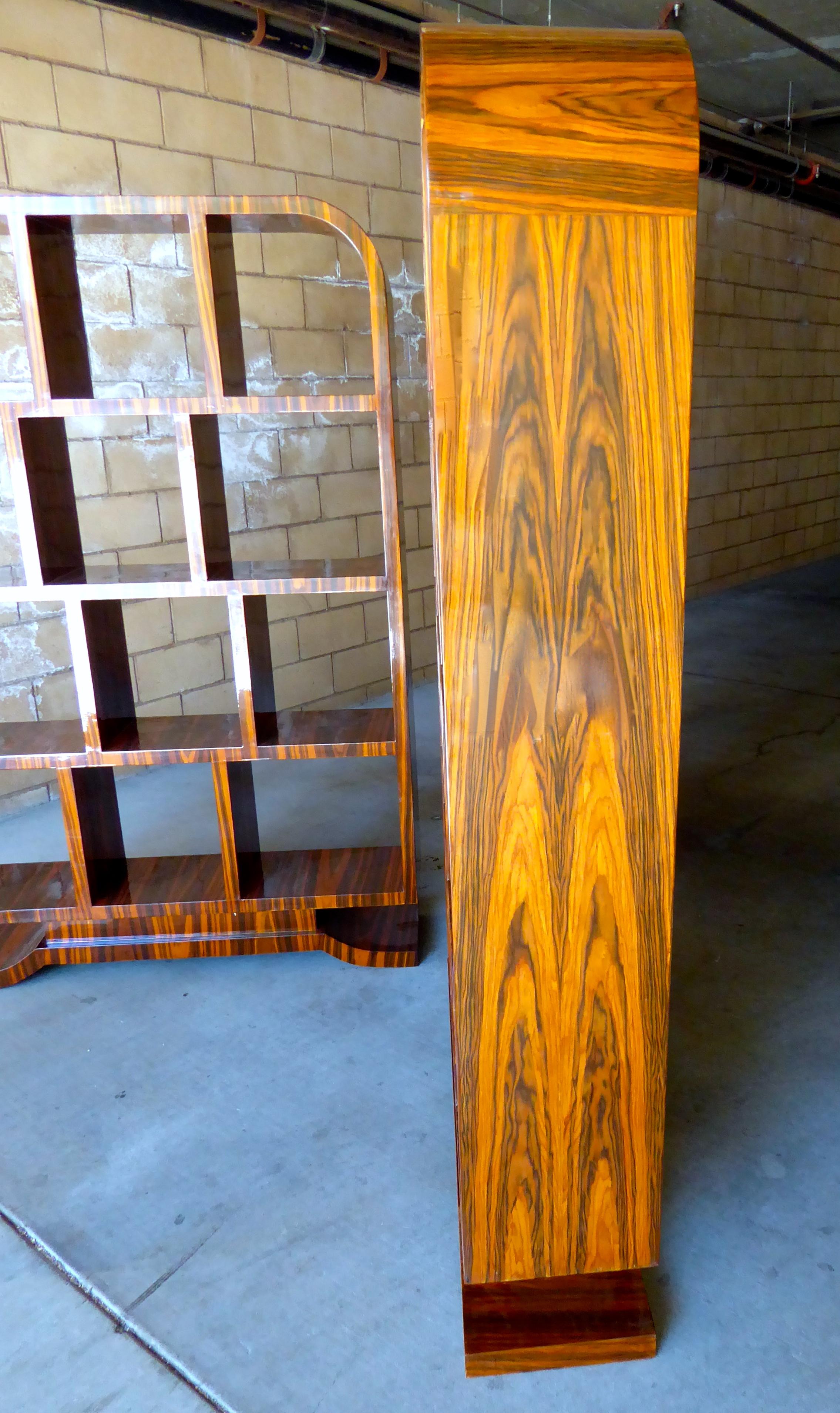 Wood Pair of Art Deco Style Macassar Ebony Book Shelves