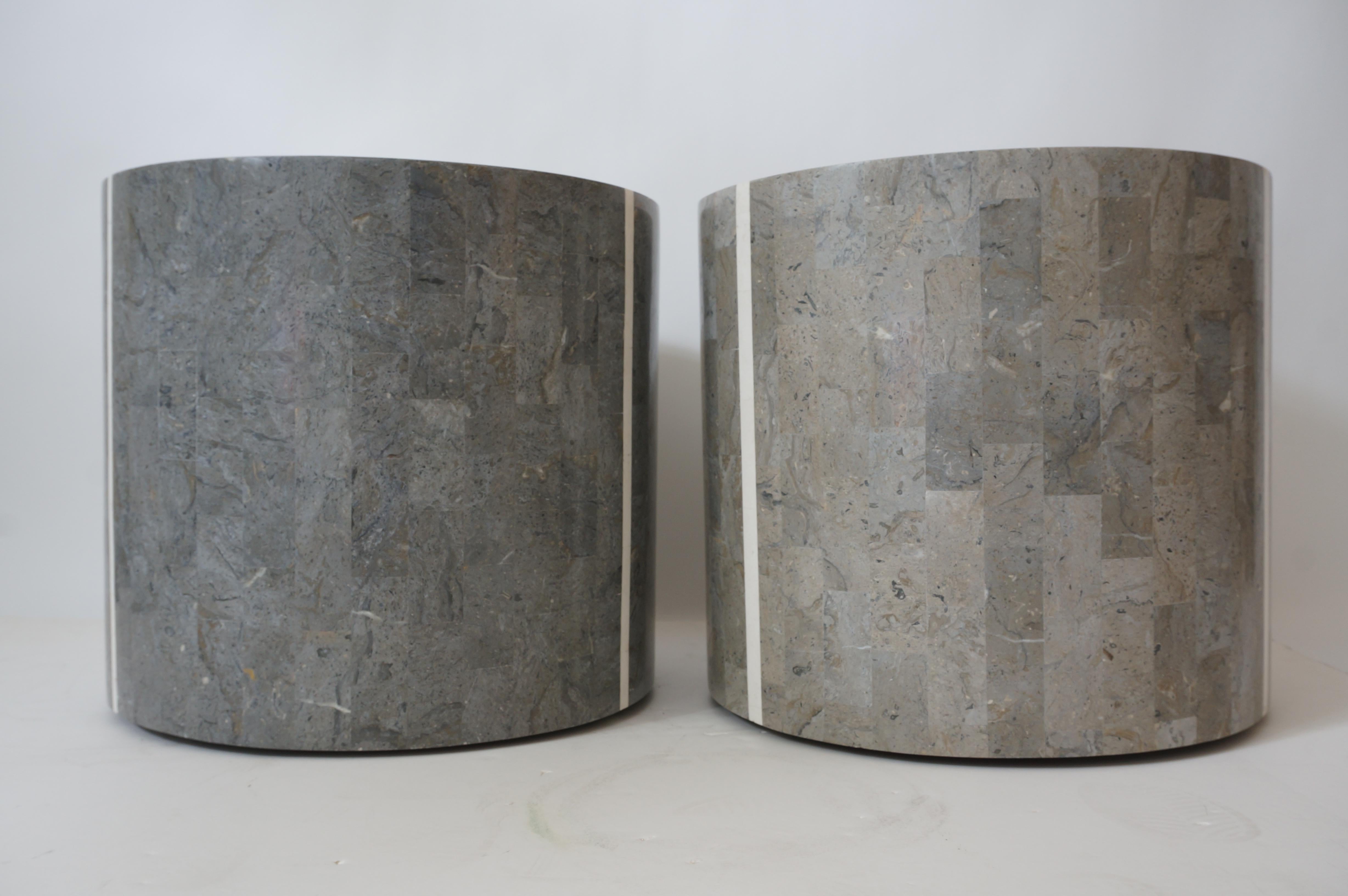 Pair of Art Deco Style Marble Side Tables  In Good Condition For Sale In West Palm Beach, FL