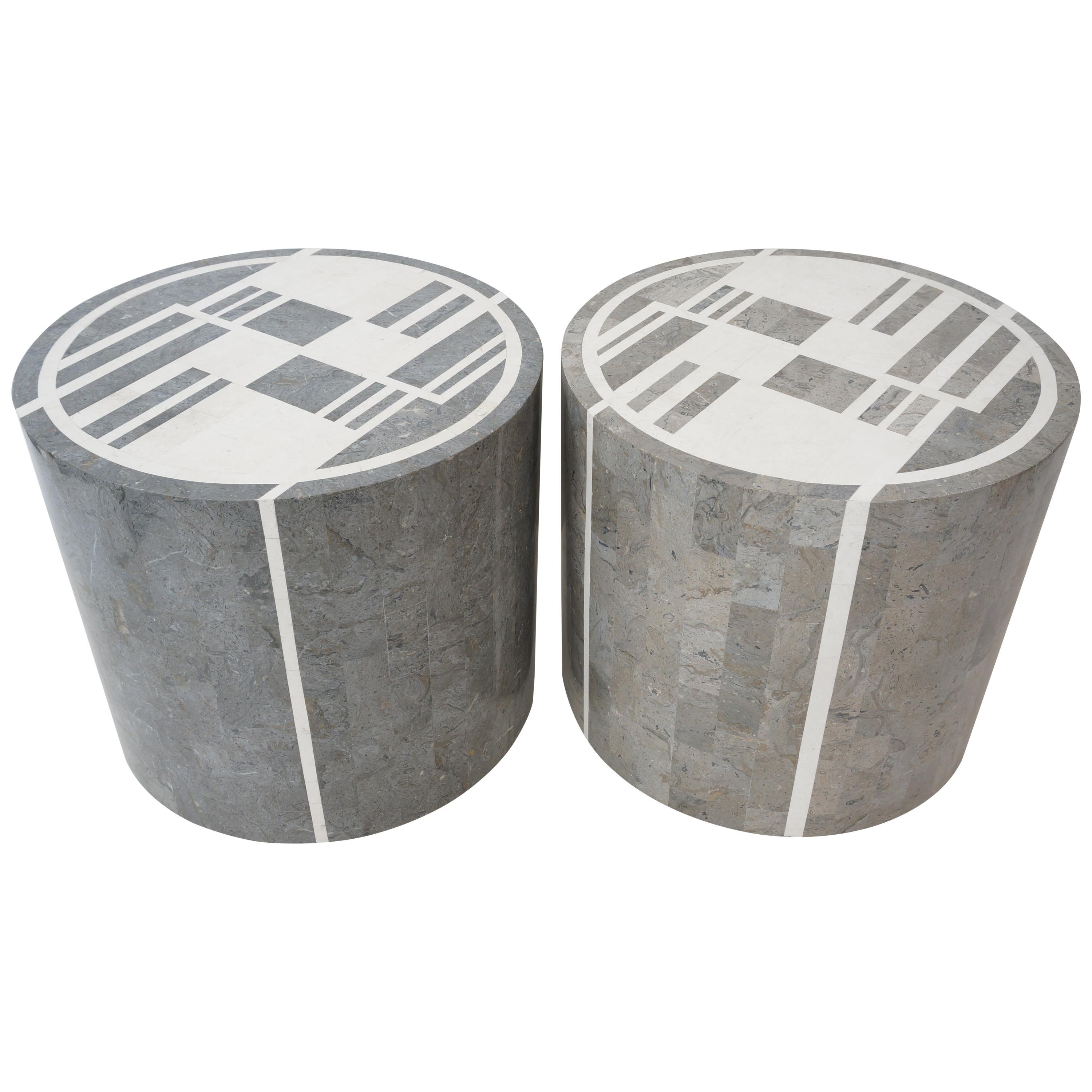 Pair of Art Deco Style Marble Side Tables 
