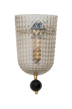 Pair of Art Deco Style Murano Glass Demilune Wall Lights, in Stock