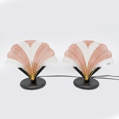 Pair of Art Decò Style Murano Glass Table Lamps, Italy 1970s