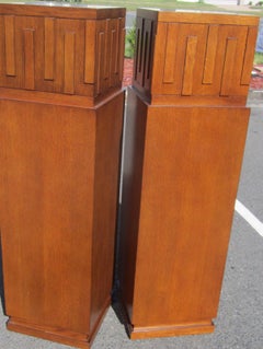 Pair of Art Deco Style Oak Pedestals