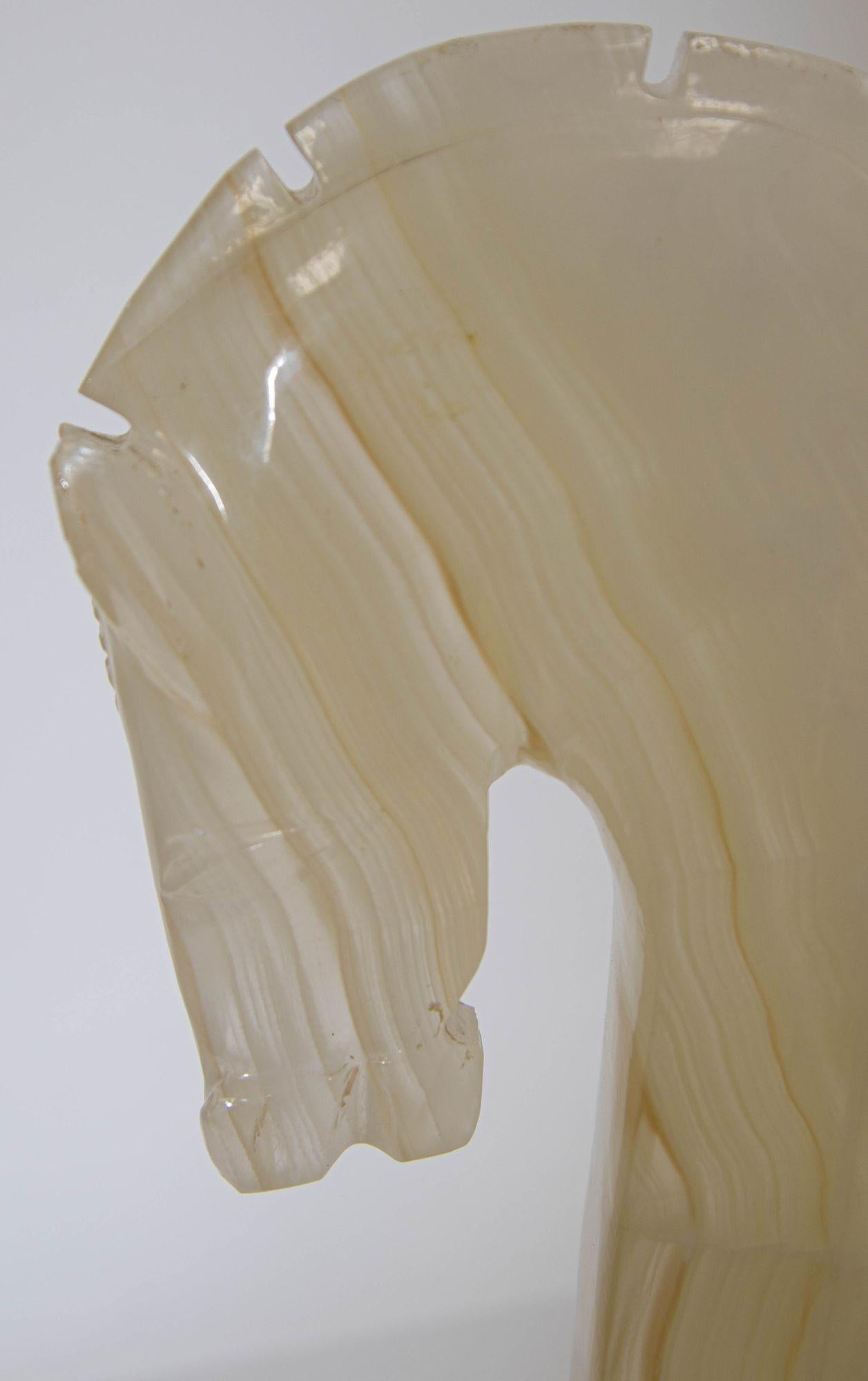 Pair of Art Deco Style Onyx Horses Heads Bookends 3