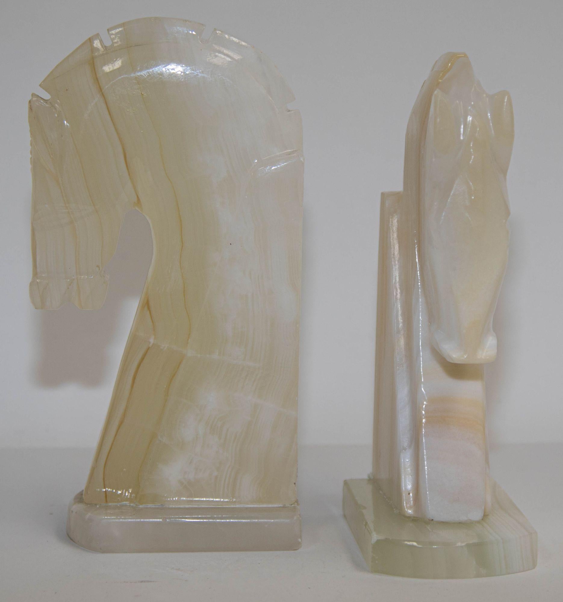 vintage onyx horse head bookends