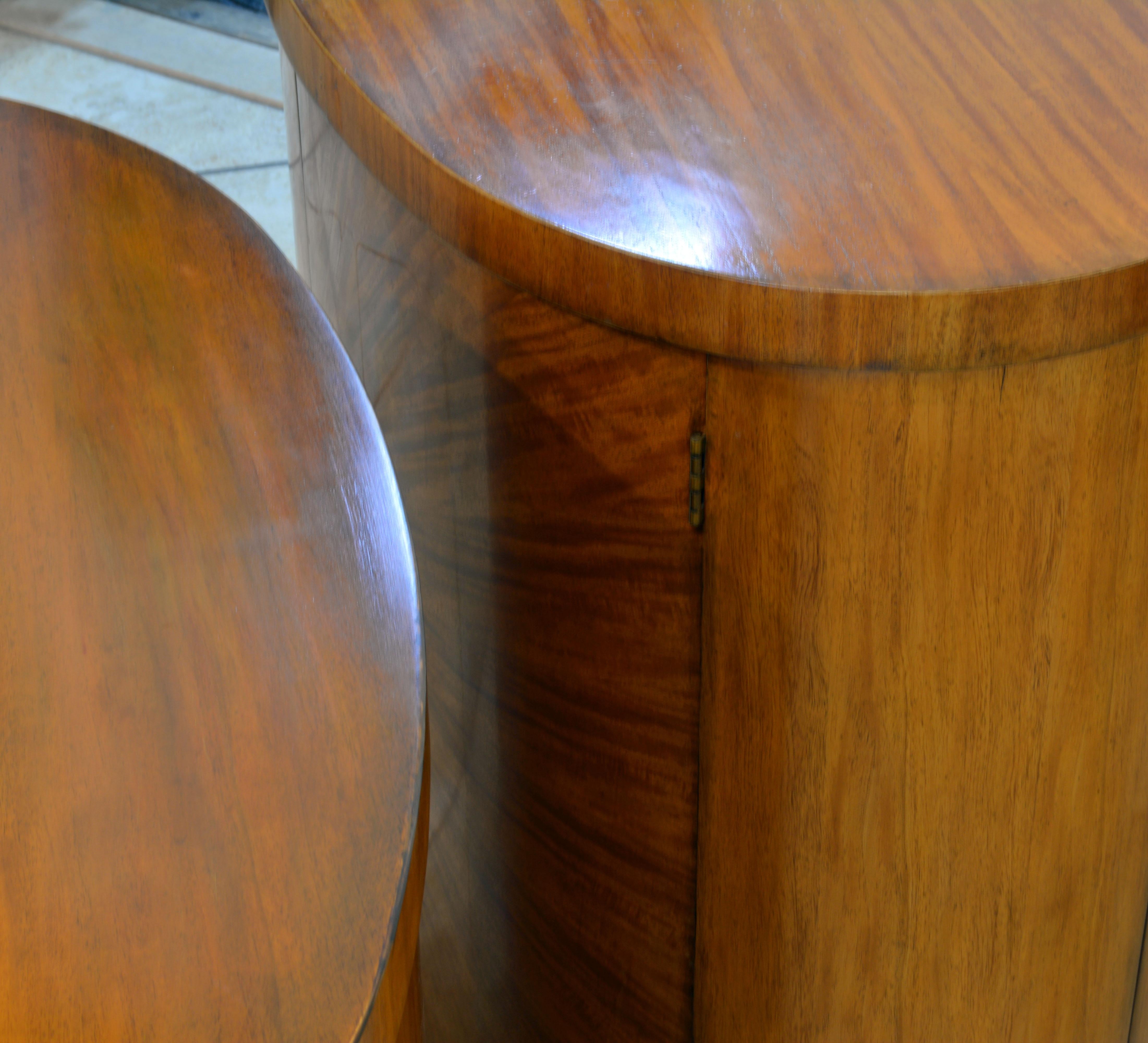 Pair of Art Deco Style Oval Mahogany Cabinet-Tables Inspired by Andre Arbus 6