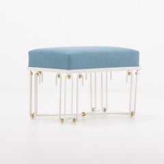 Pair of Art Deco style painted iron & bronze benches in the style of Jean Royère