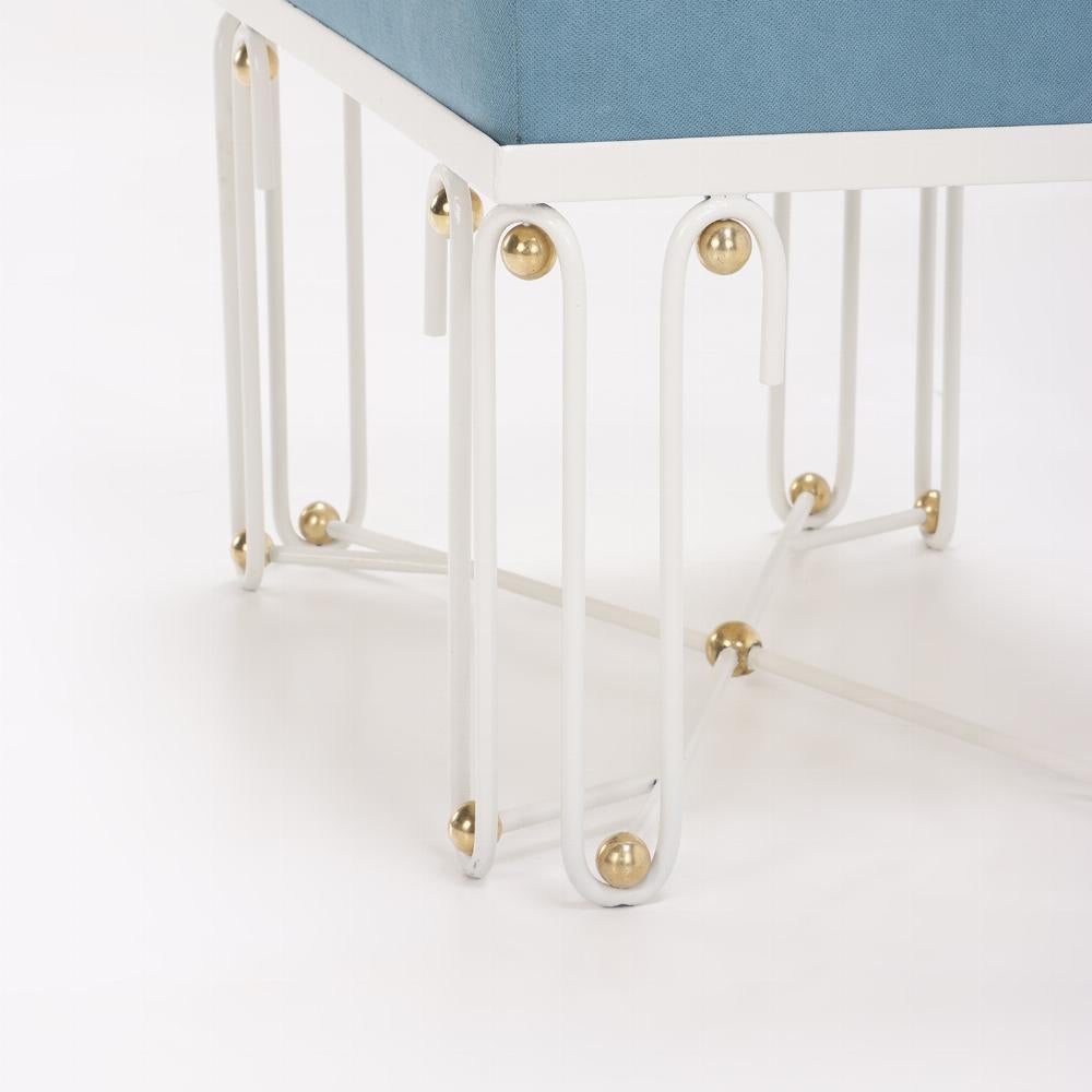 Bronze Pair of Art Deco style painted iron & bronze benches in the style of Jean Royère