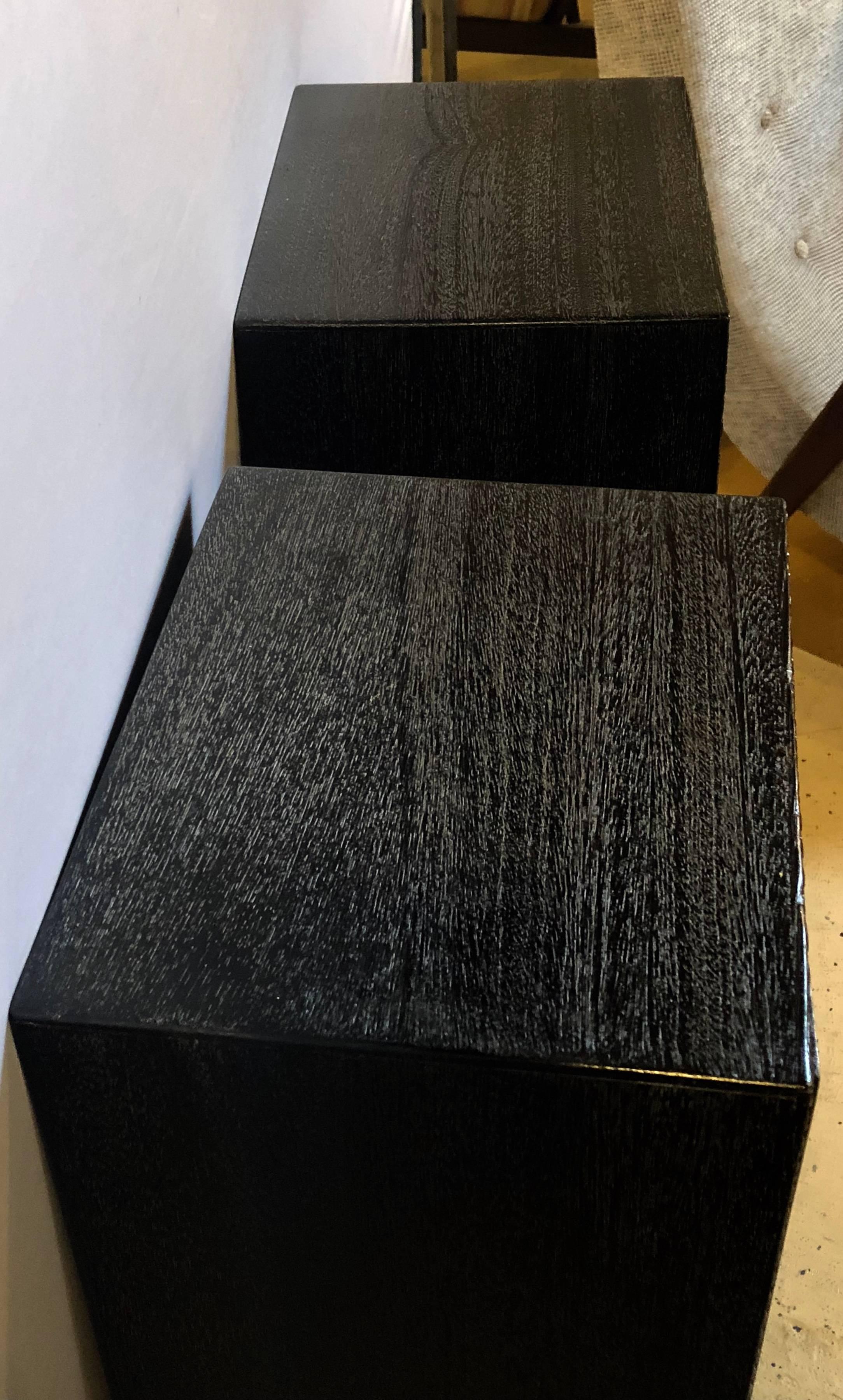 Glass Art Deco, Black Textured Pedestals, Ebonized Oak, Gilt Metal, 1930s, Christies For Sale