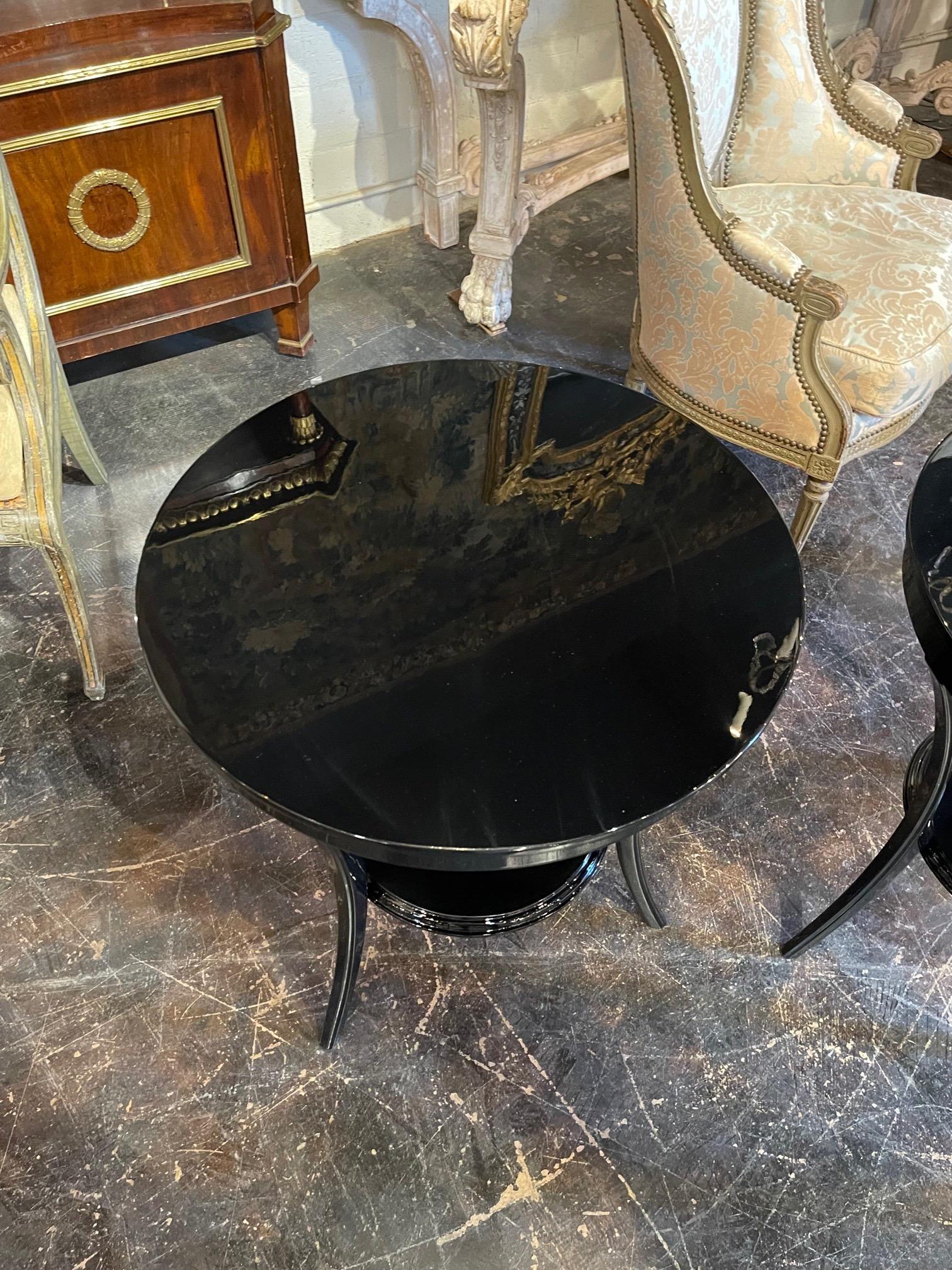 Pair of Art Deco Style Piano Black Side Tables In Good Condition In Dallas, TX