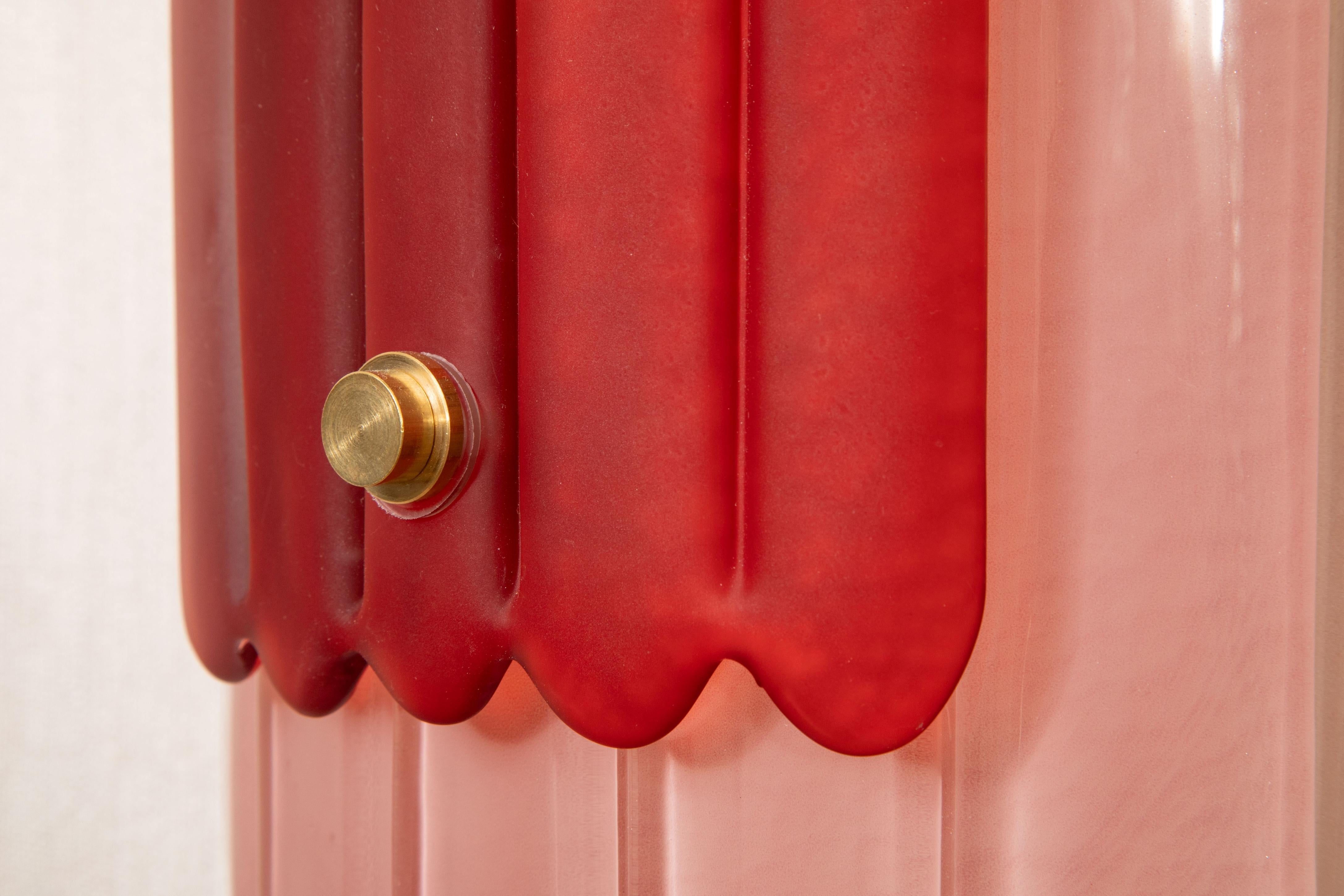 Coppia di lampade da parete in vetro di Murano rosa in stile Art Déco, in stock in vendita 10