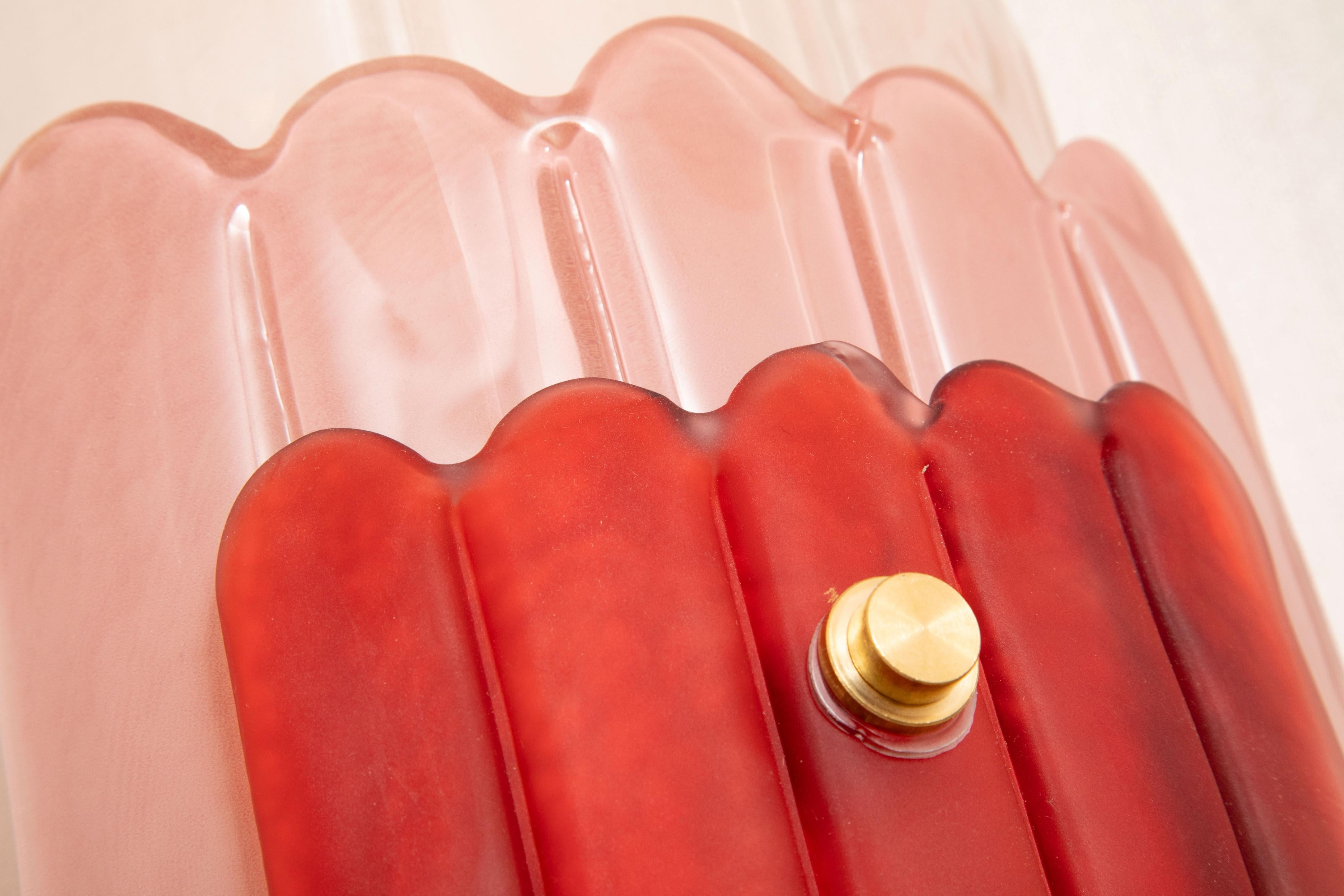 Coppia di lampade da parete in vetro di Murano rosa in stile Art Déco, in stock in vendita 12