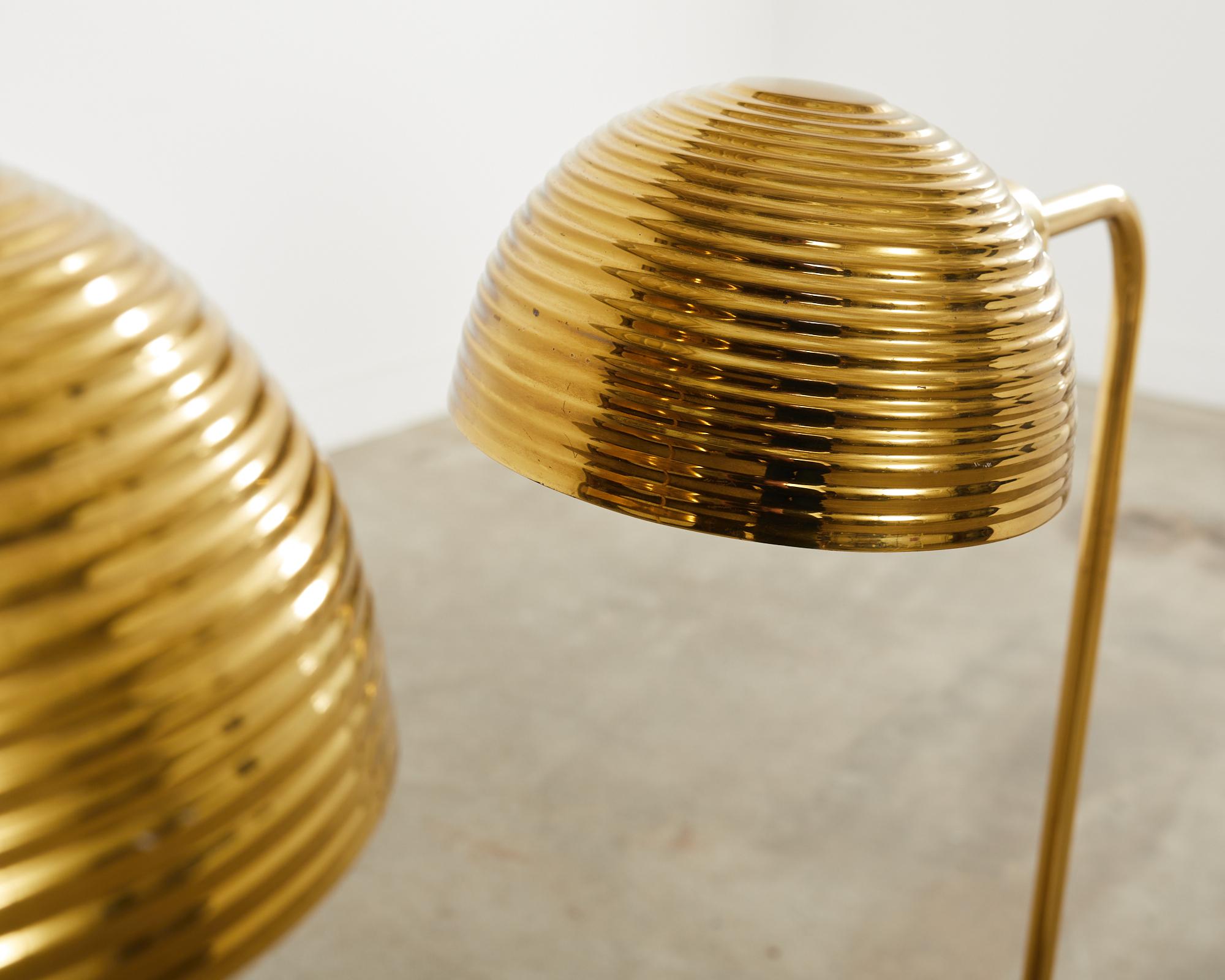 Pair of Art Deco Style Polished Brass Task Floor Lamps 10