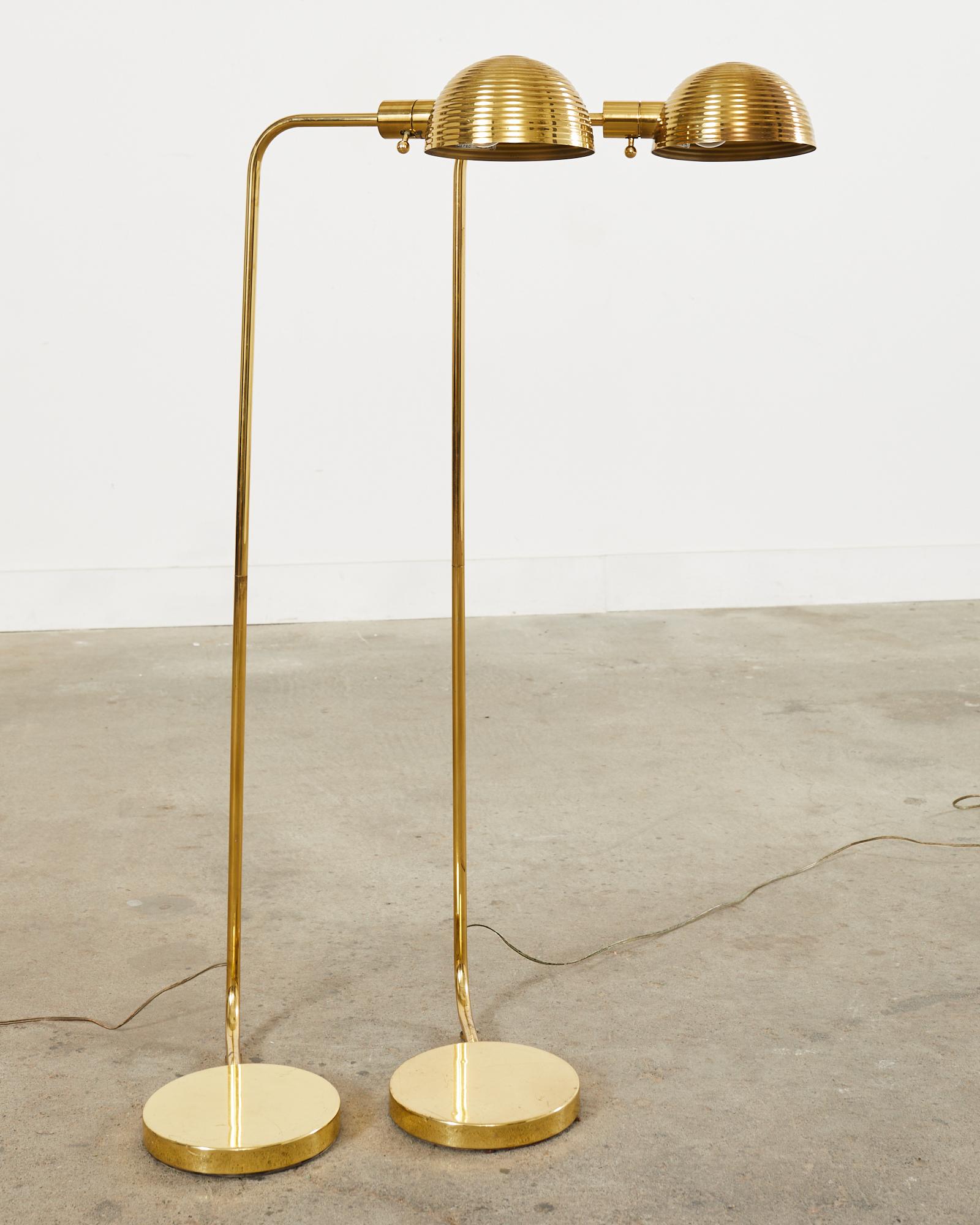 Pair of Art Deco Style Polished Brass Task Floor Lamps 12