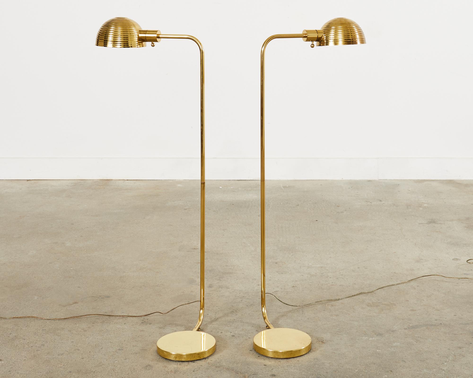 Pair of Art Deco Style Polished Brass Task Floor Lamps 13