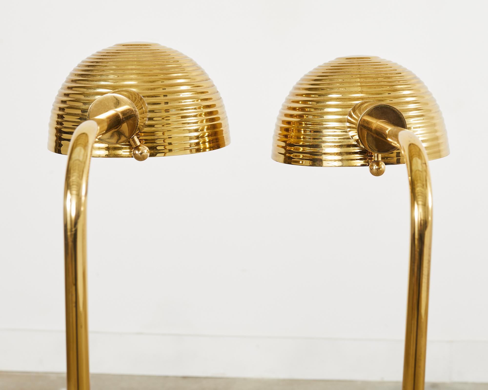 Pair of Art Deco Style Polished Brass Task Floor Lamps 14