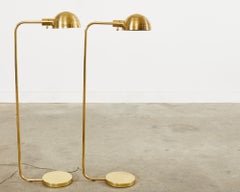 Pair of Art Deco Style Polished Brass Task Floor Lamps