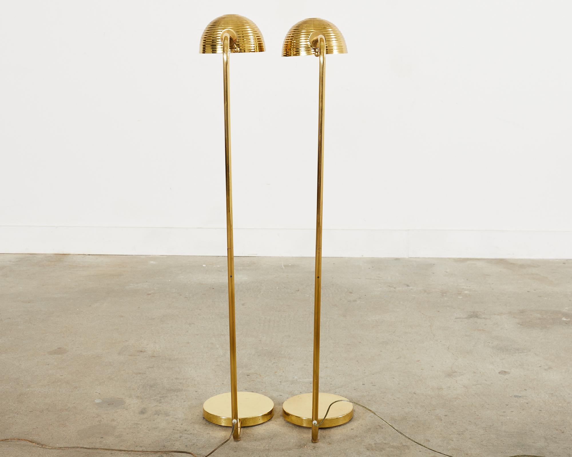 Pair of Art Deco Style Polished Brass Task Floor Lamps 15