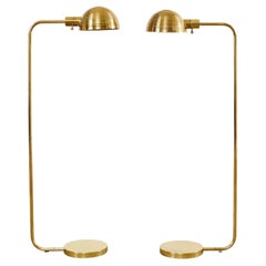 Pair of Art Deco Style Polished Brass Task Floor Lamps