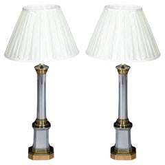 Paar polierte Chrom-Tischlampen im Art-Déco-Stil