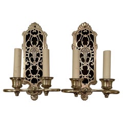 Pair of Art Deco Style Remains Lighting Silver Wall Light Sconce
