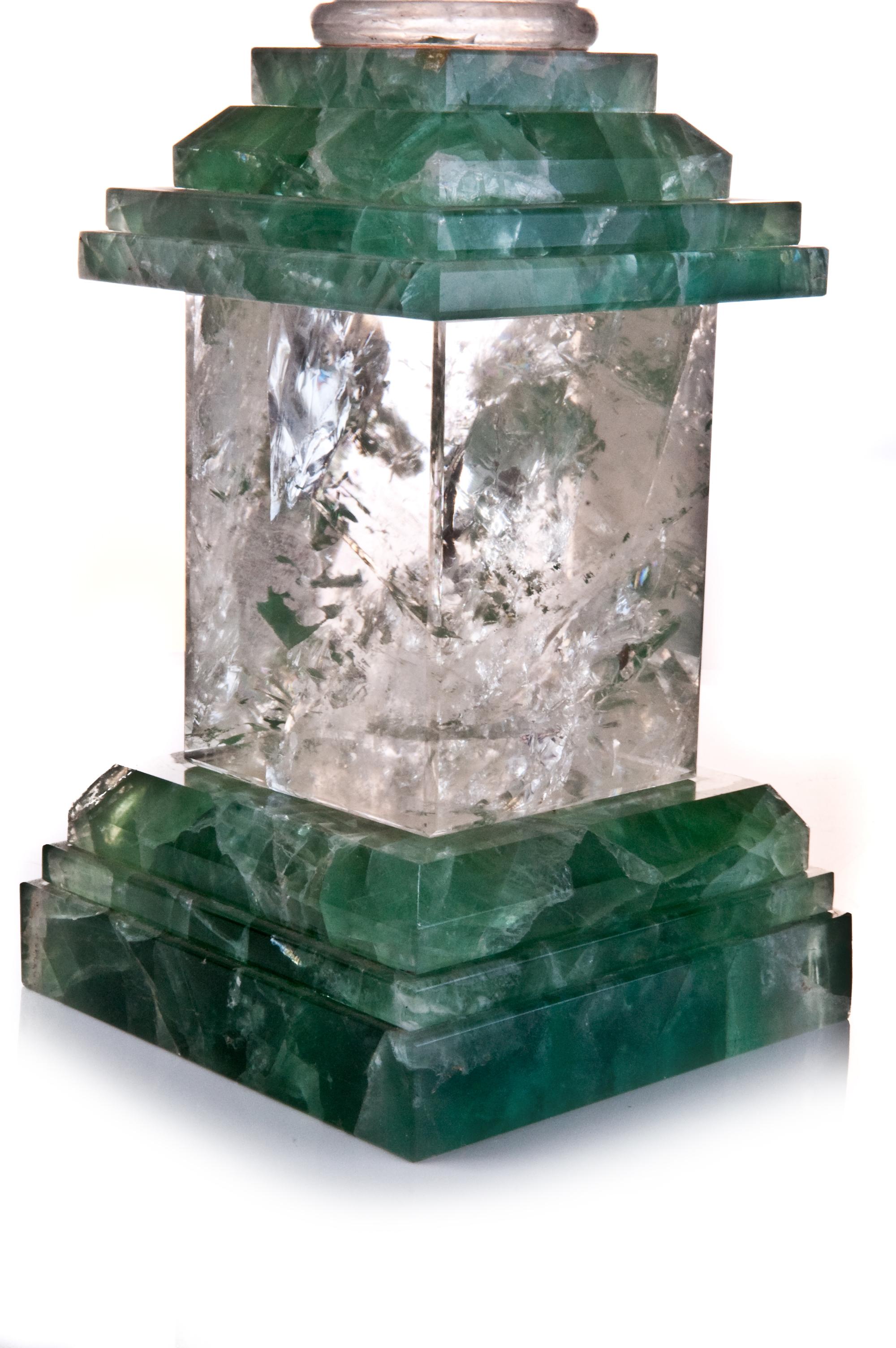 Unknown Pair of Art Deco Style Rock Crystal Obelisks For Sale