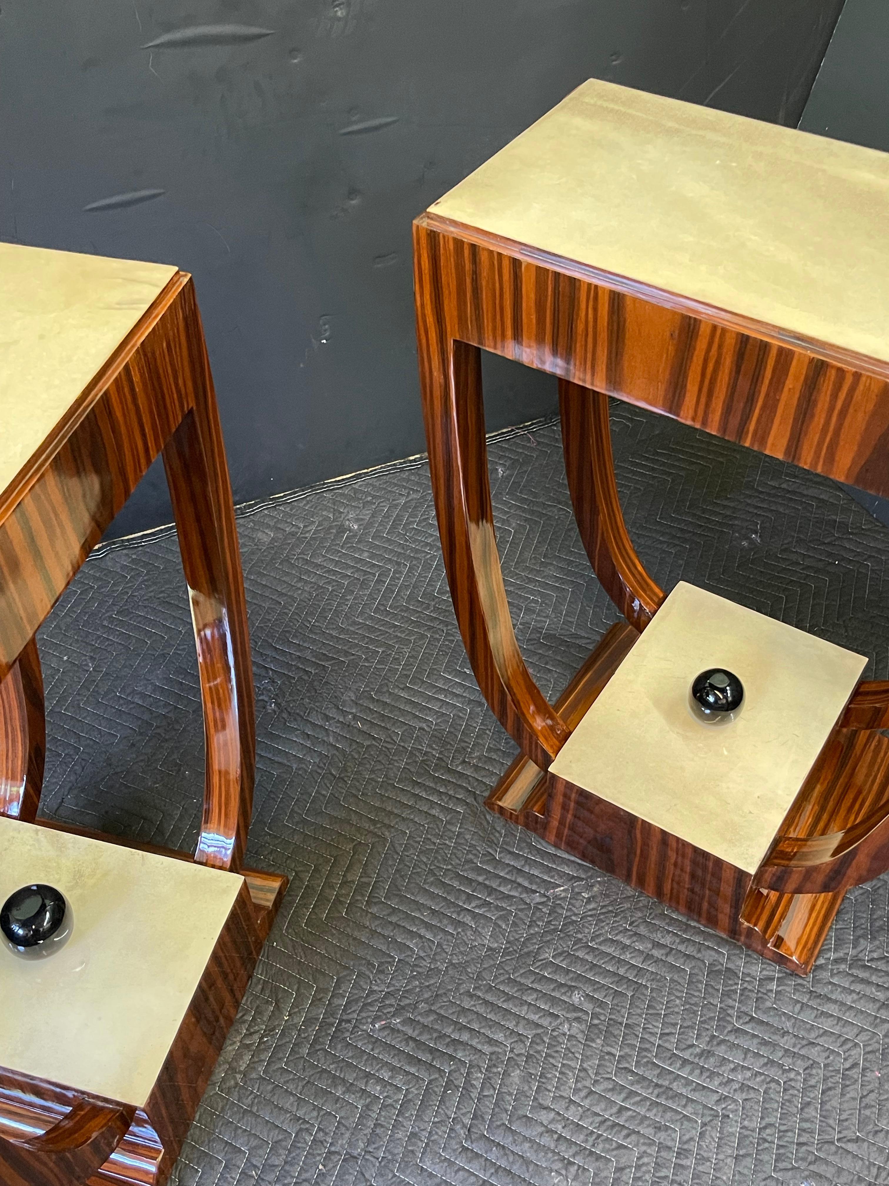 Pair of Art Deco Style Rosewood and Parchment Side Tables 6