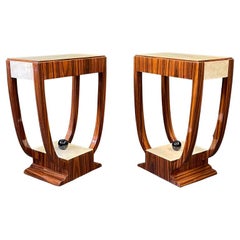 Pair of Art Deco Style Rosewood and Parchment Side Tables