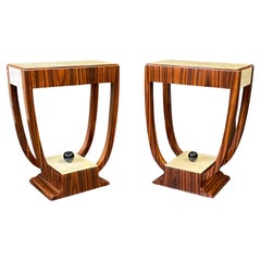 Pair of Art Deco Style Rosewood and Parchment Side Tables