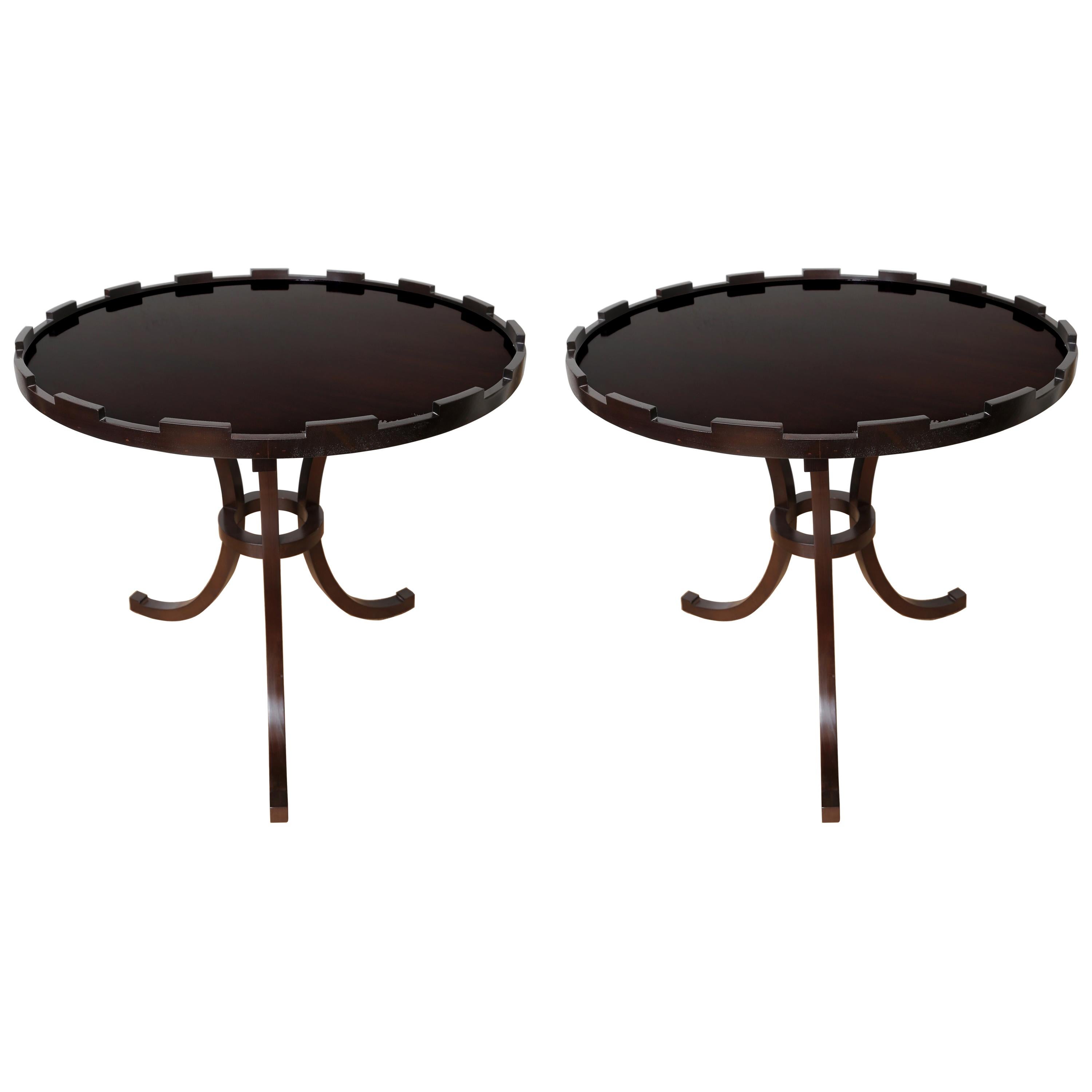 Pair of Art Deco Style Round Side Tables by Baker