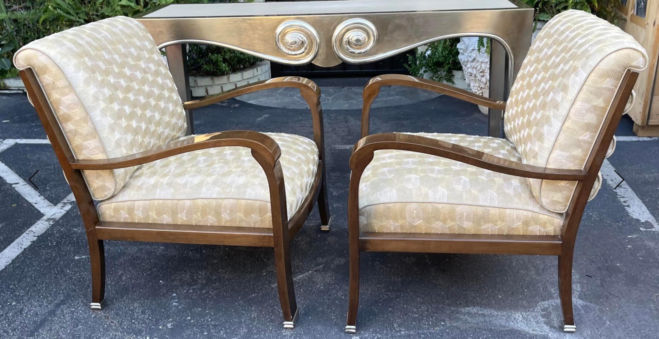 Pair of Art Deco Style Sally Sirkin Lewis for J. Robert Scott club chairs.